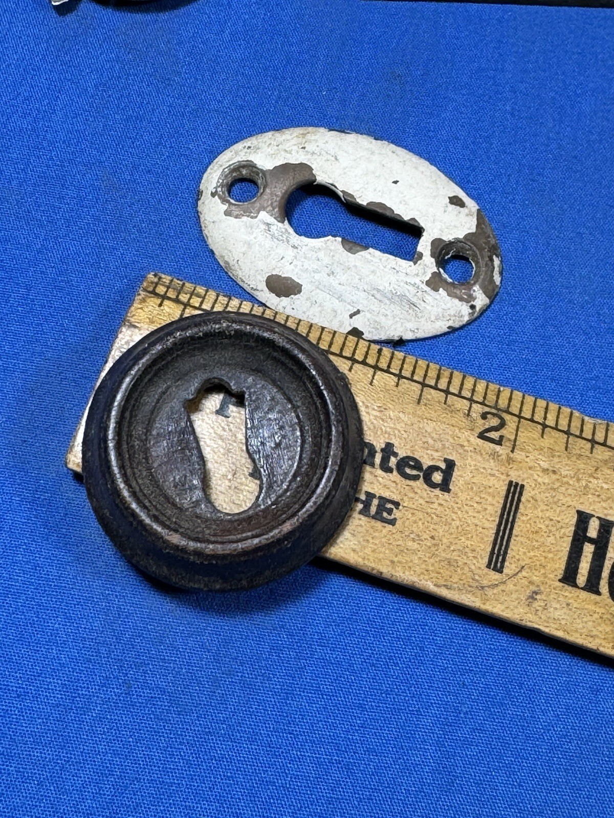 12 Old Keyhole Escutcheons ~ Brass, Iron, Steel Antique & Vintage Door Hardware