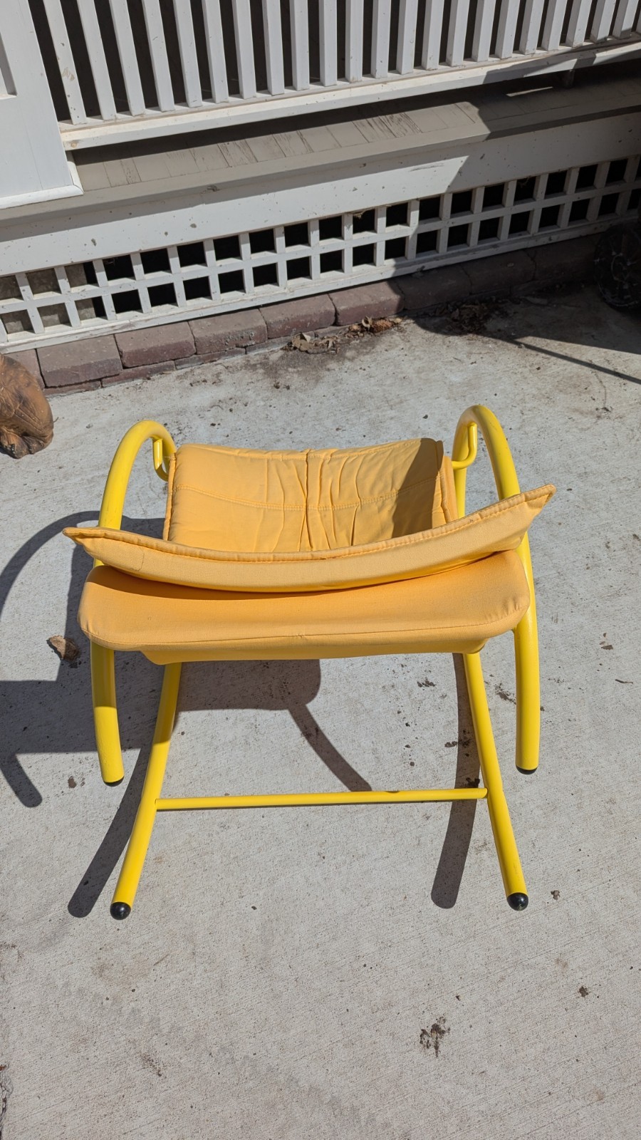 Vintage Post Modern Memphis Ellipse Rocker By Les Amisco Lemon Yellow Space Age