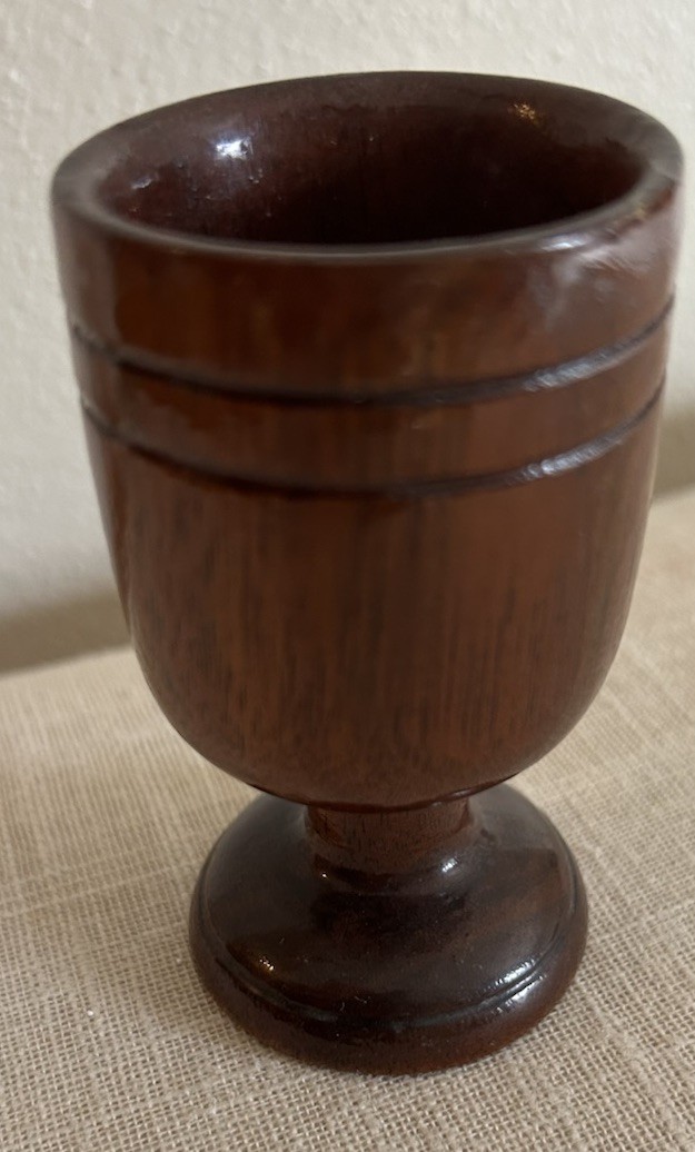 Primitive Hand Turned Wood Treenware Folk Art Goblet ~Boho