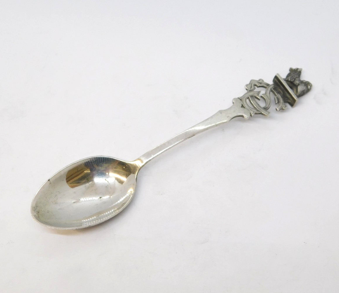 Sterling Silver Novelty Cast Dog Terminal Teaspoon Antique 1913 Birmingham