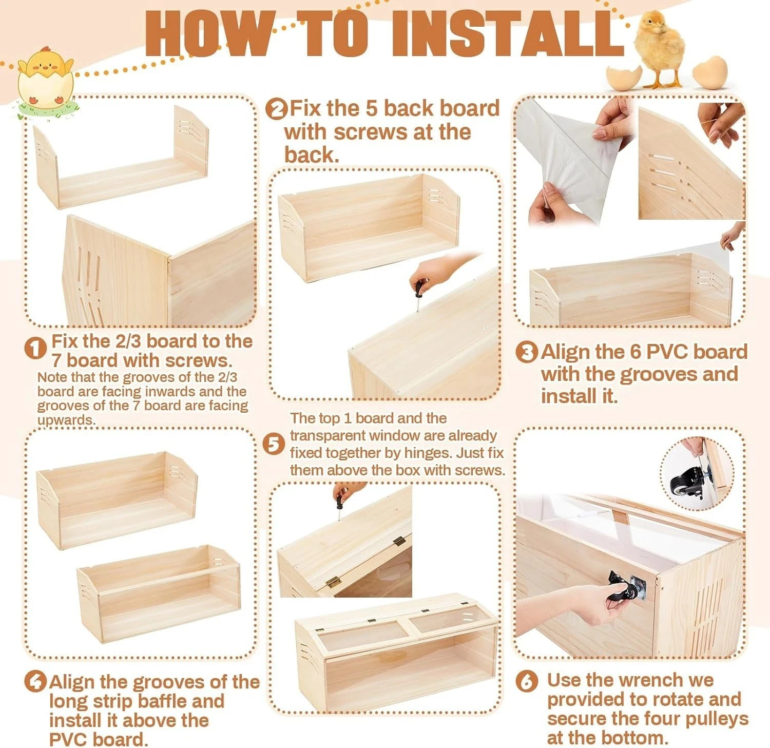 Large Brooder Box Kit for Chicks, 40 x 16 x 16 in Chicken Brooder Box with Brake