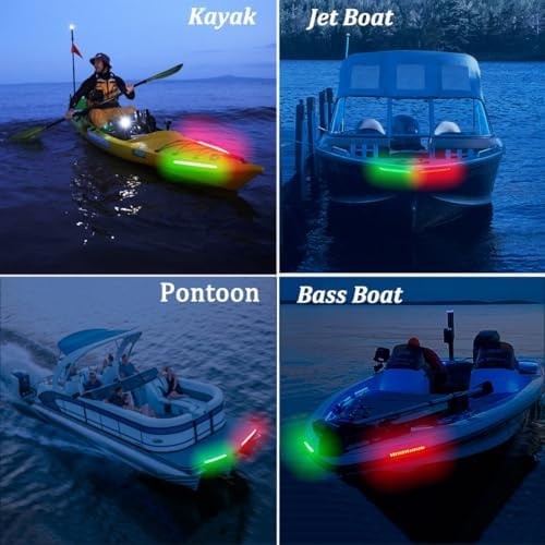 Navigation Lights – LED Bow Lights, Green & Red, Night Fishing, Deck, IP67 Wa…