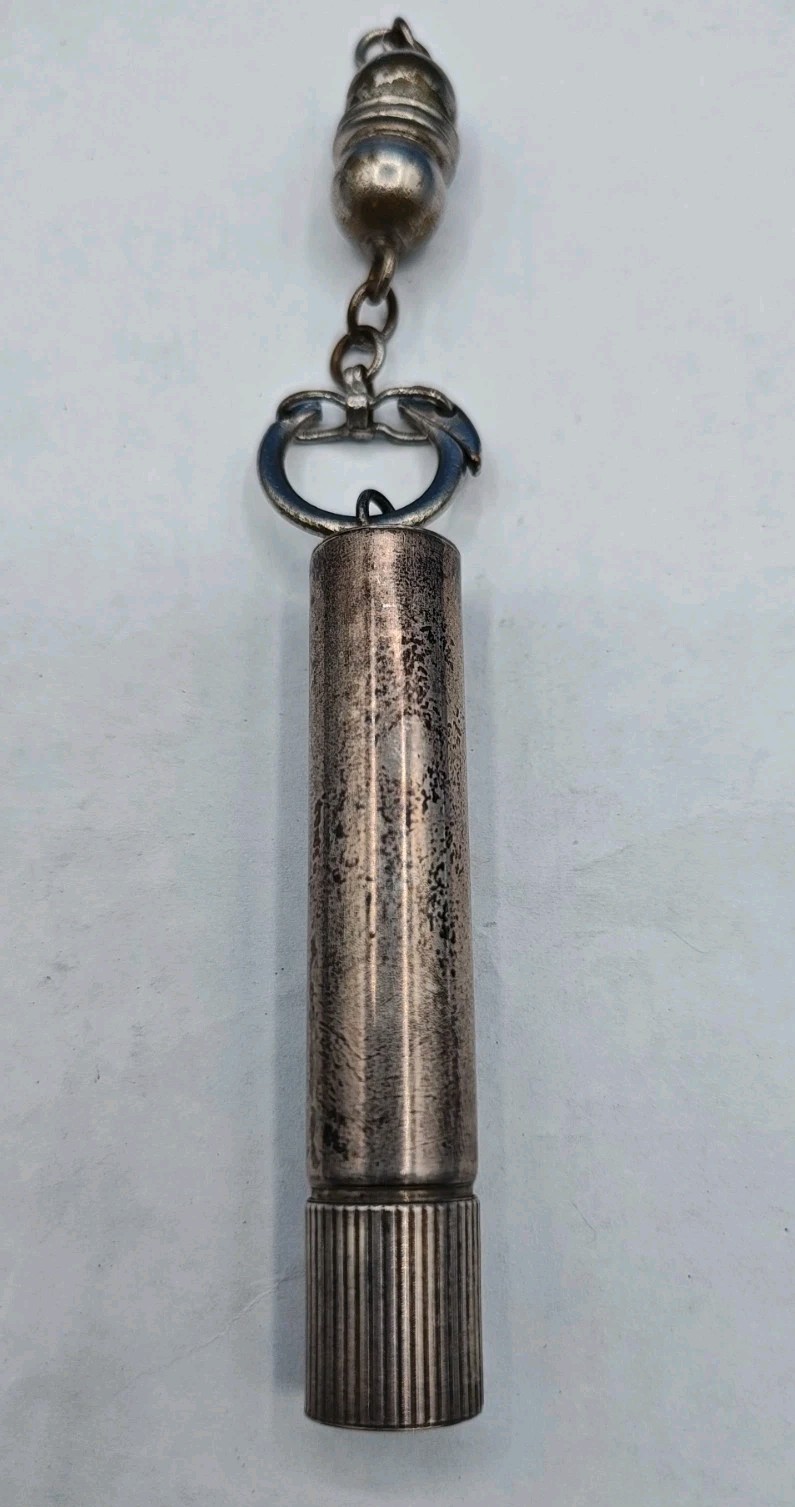Sterling Silver Needle Case Holder Tube Container Towle Sterling #002 W/Attachmt