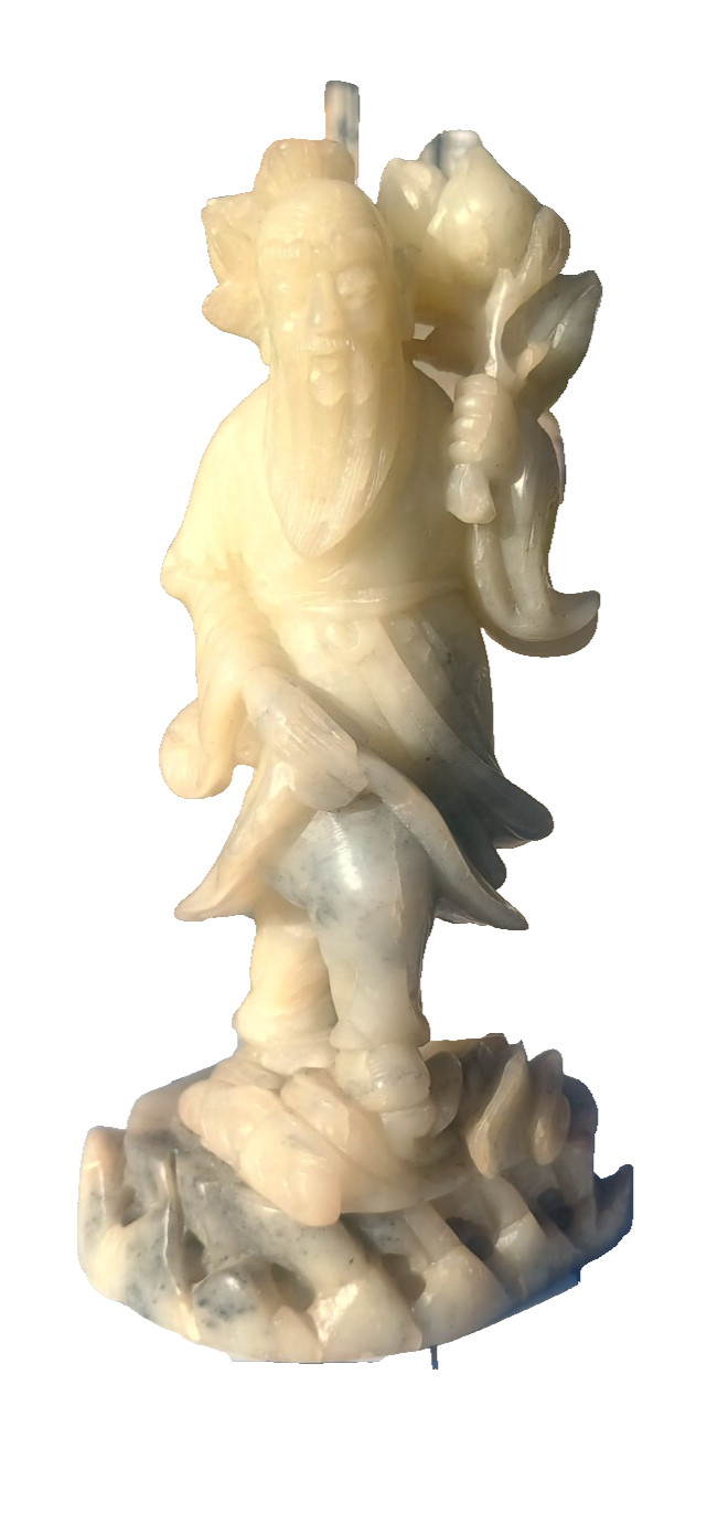 Antique Chinese Man Hand Carved Celadon/White Jade Figurine pre 1940’s amazing