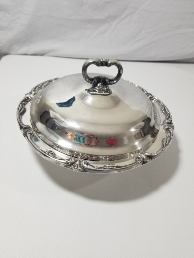Casserole Dish Chafing Warming Silver Plated W Pyrex 1.5 Qt Glass Handled