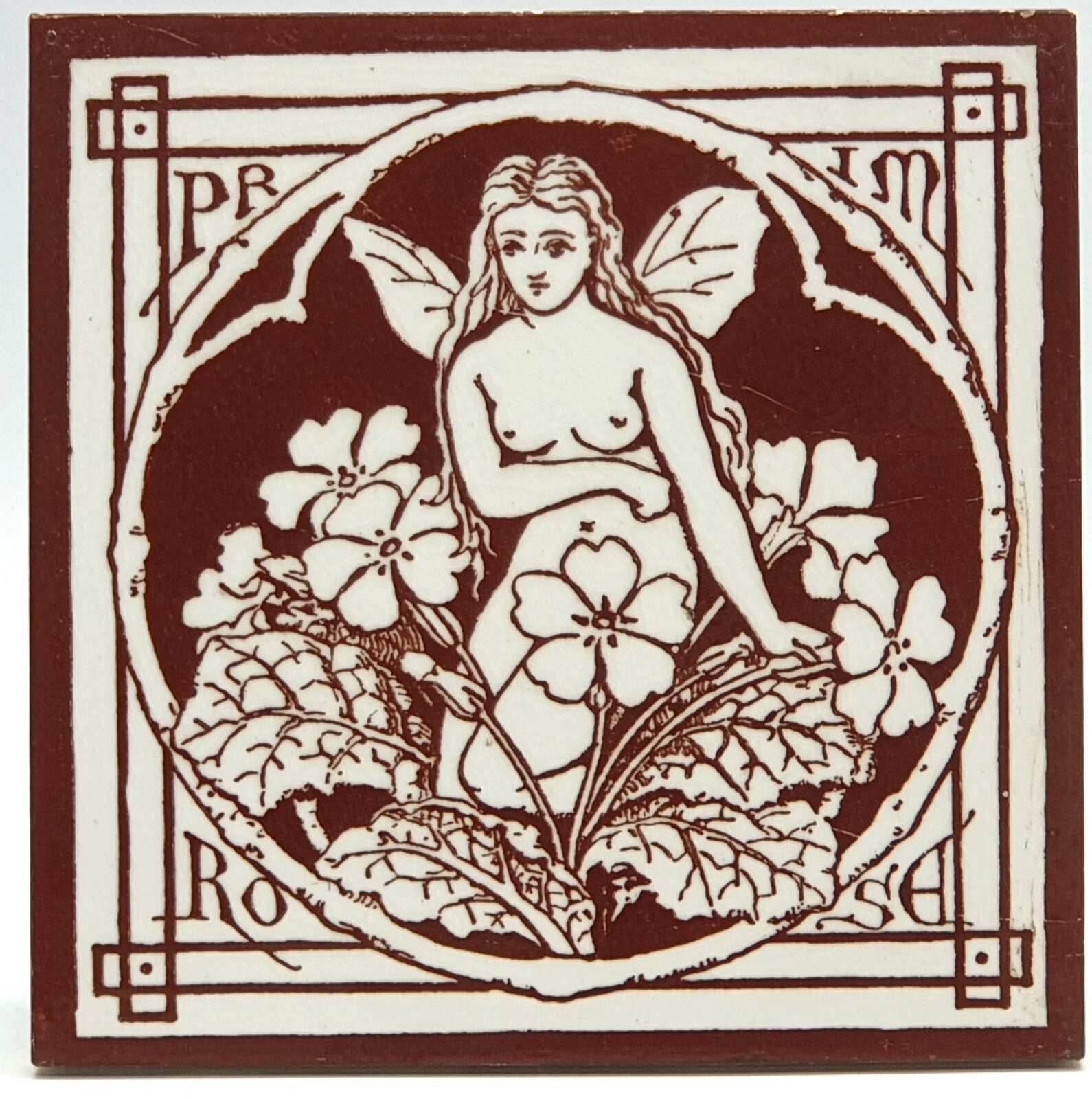 Arts & Crafts Minton Brown Tile Spirits Of The Flowers Primrose C1875