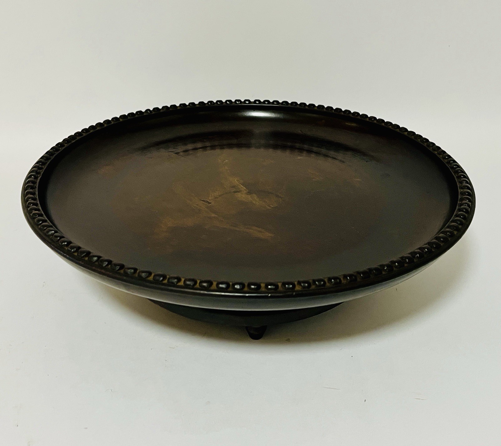 Antique Swiss Black Forest Musical Wooden Fruit Bowl Treen Playing 2 Airs