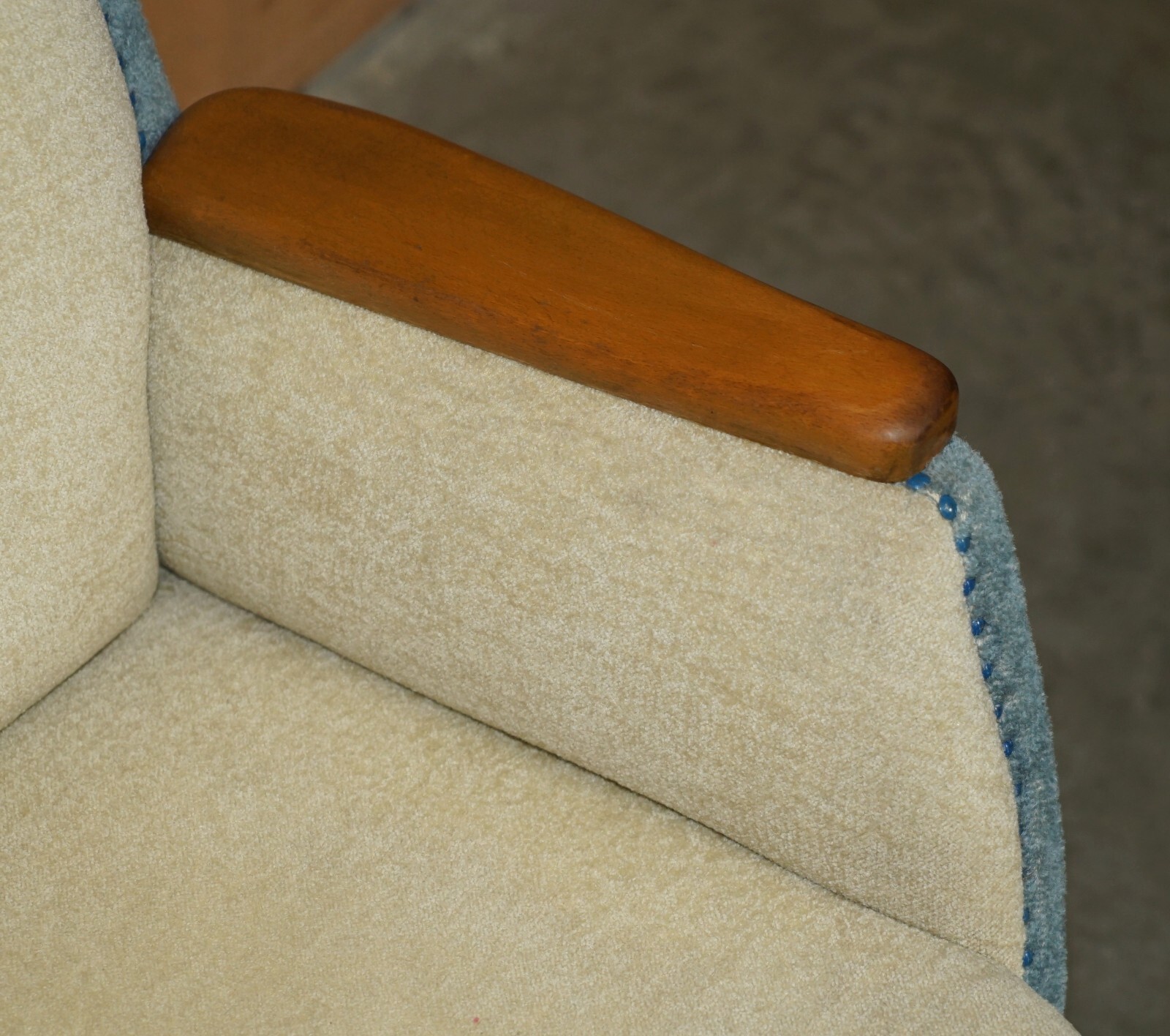 PAIR OF VINTAGE FRENCH CIRCA 1960’S CLUB TUB ARMCHAIRS WITH WALNUT & BEECH FRAME