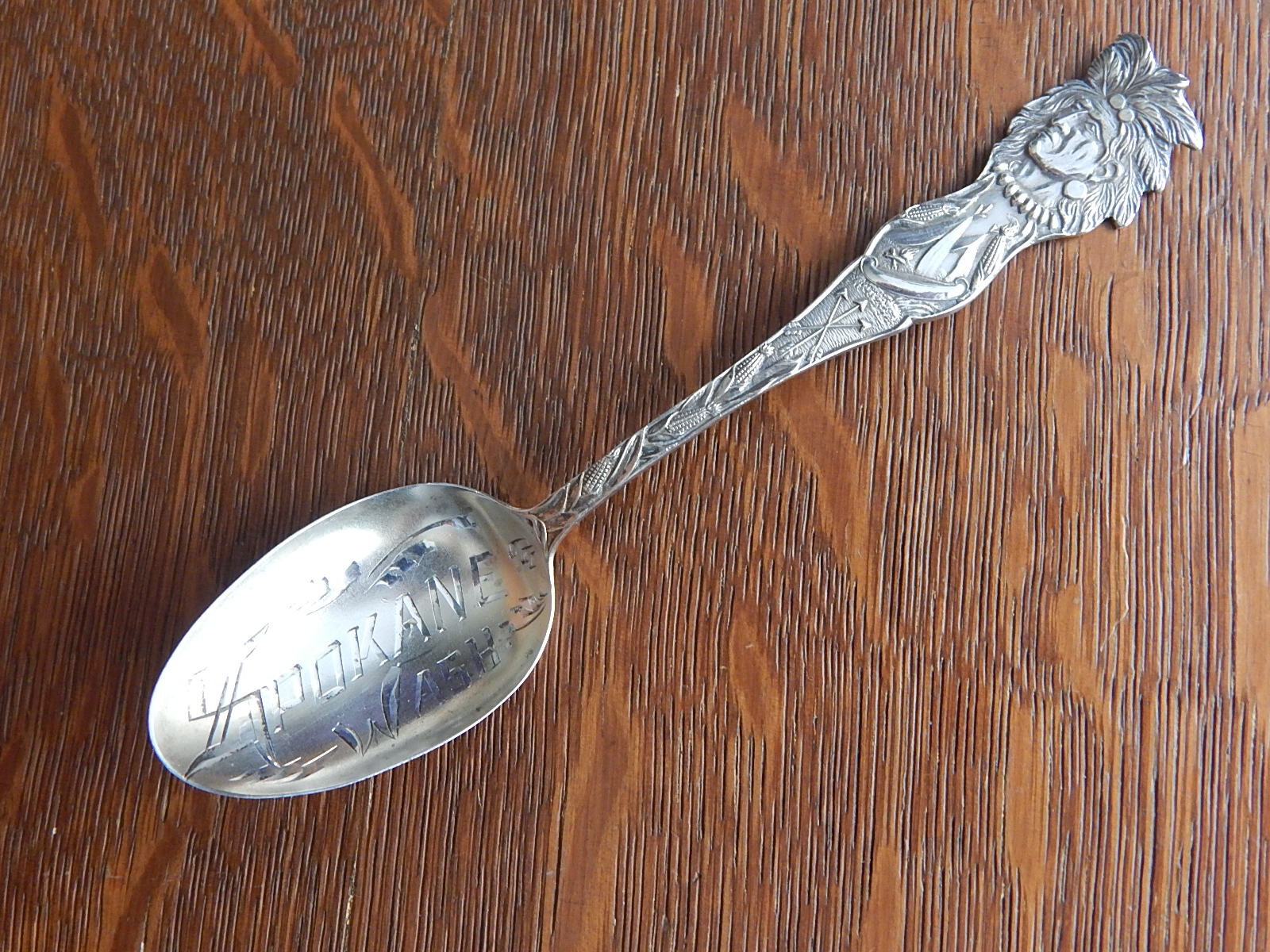 Antique Spokane Washington Indian Chief Sterling Silver Spoon