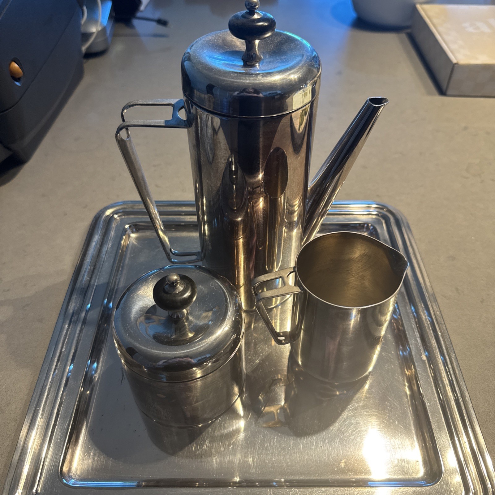 MCM Modern Italy Fine Italian Silver Plate Coffee Tea Service Set of 4