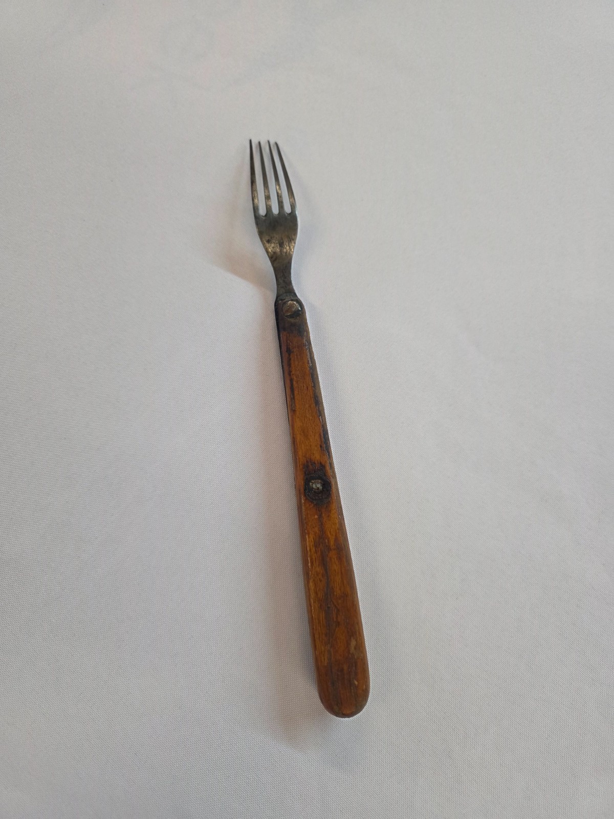 Antique Primitive Metal and Wooden 4-Prong Fork 10″