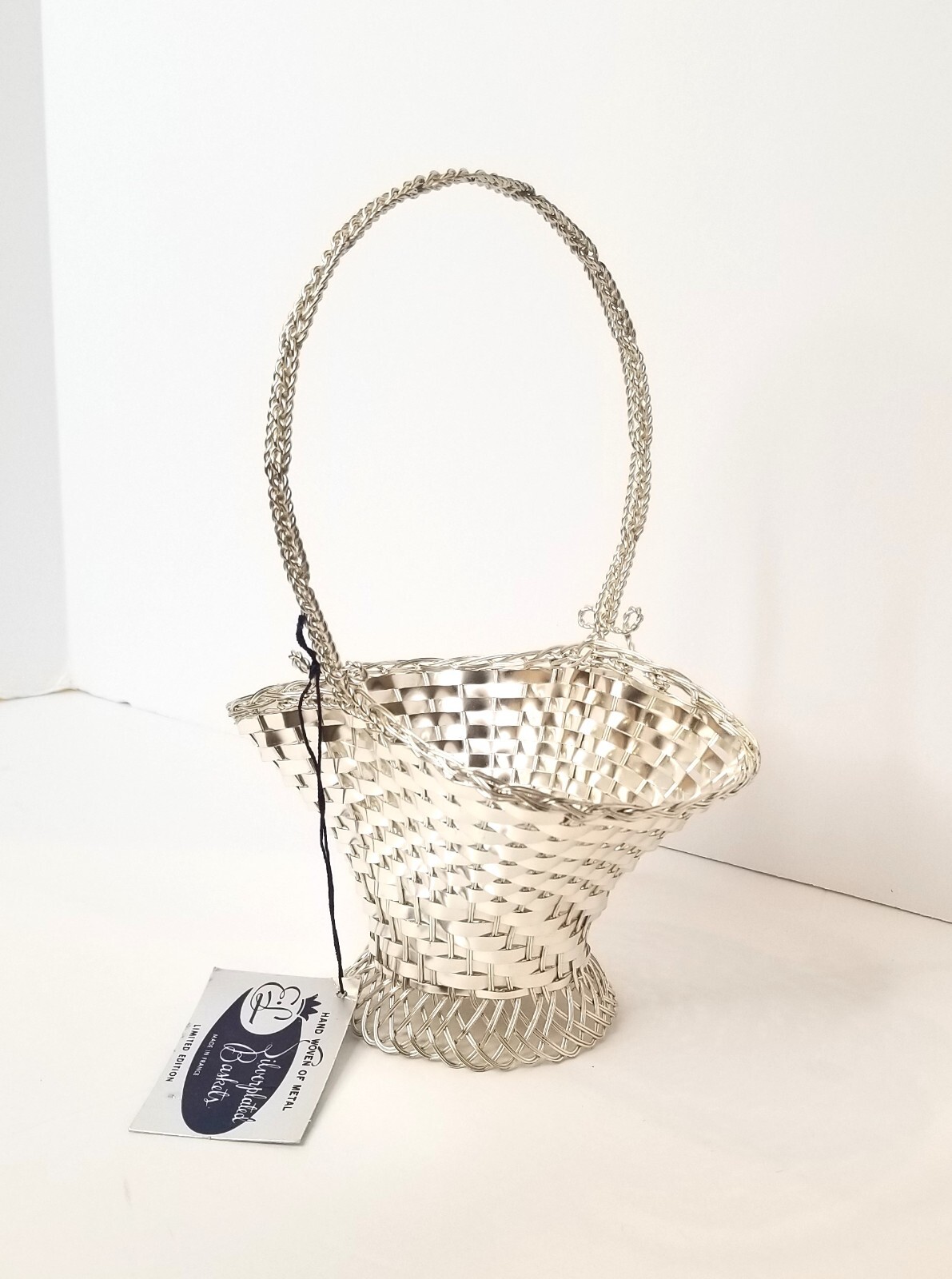Silver plated Basket Handmade from France Woven Metal