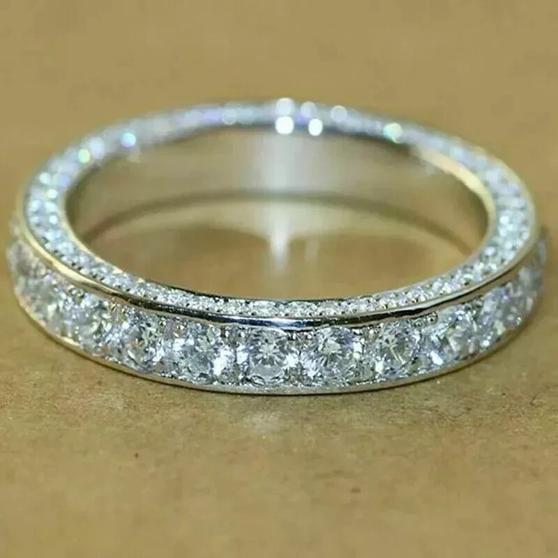 2Ct Round-Cut Lab Created Full Eternity Wedding Band Ring 14K White Gold Plated