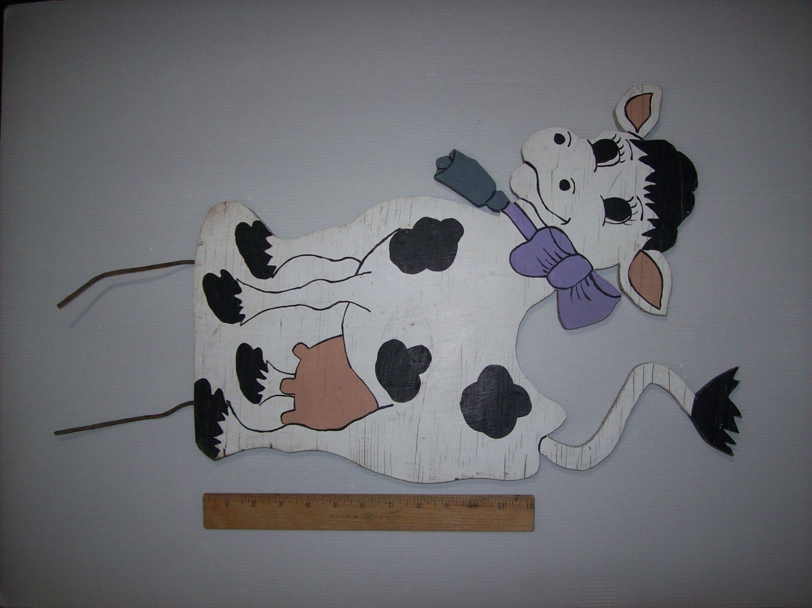 Large Vintage COW Wood Folk Art Lawn Art Yard Art Garden Decor