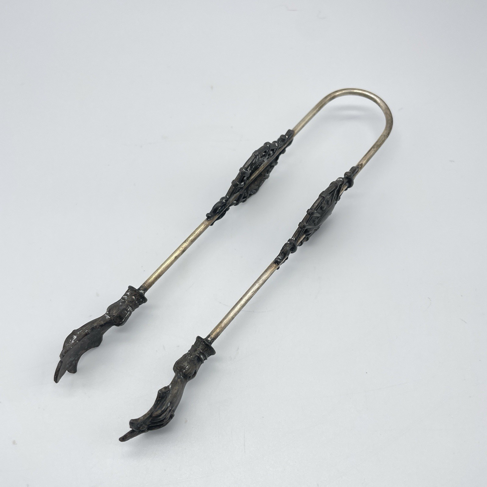Victorian Pickle Caster Tongs Silver Plate Ornate Antique Figural 19th Century