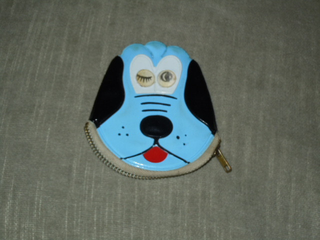 PLUTO Coin Purse with working Zipper. Vintage Blue.