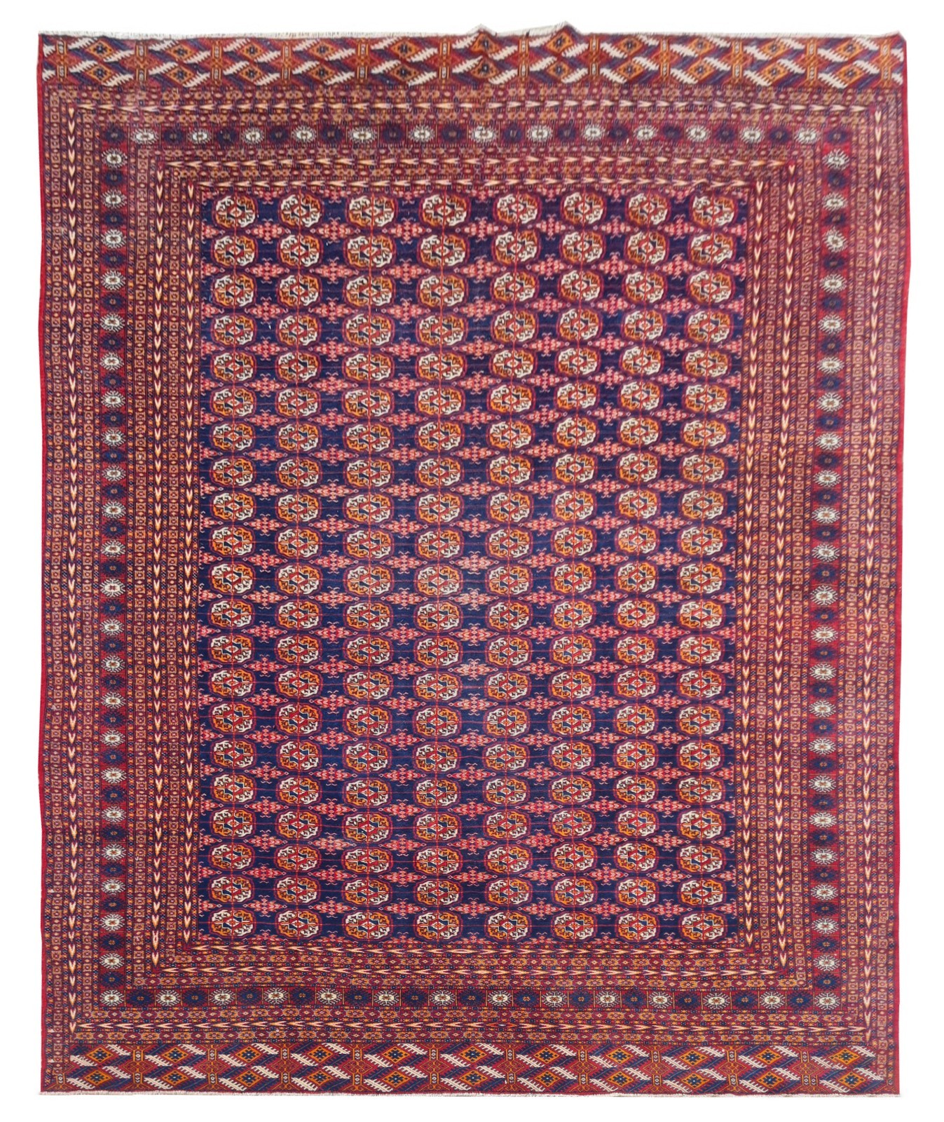 Amazing Hand Knotted Vintage Afghan Turkmen Moori Wool Area Rug 14 x 10 Ft