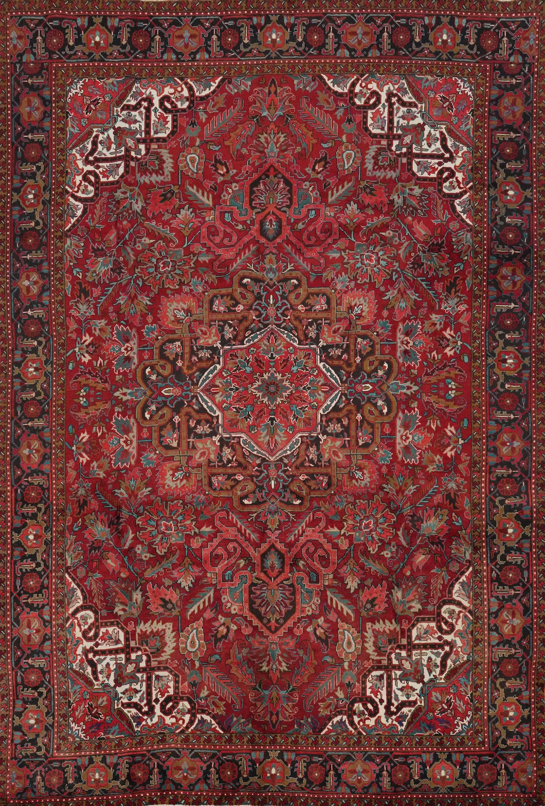 Vintage Vegetable Dye Hand-knotted Geometric Traditional Room Size Rug 10×13