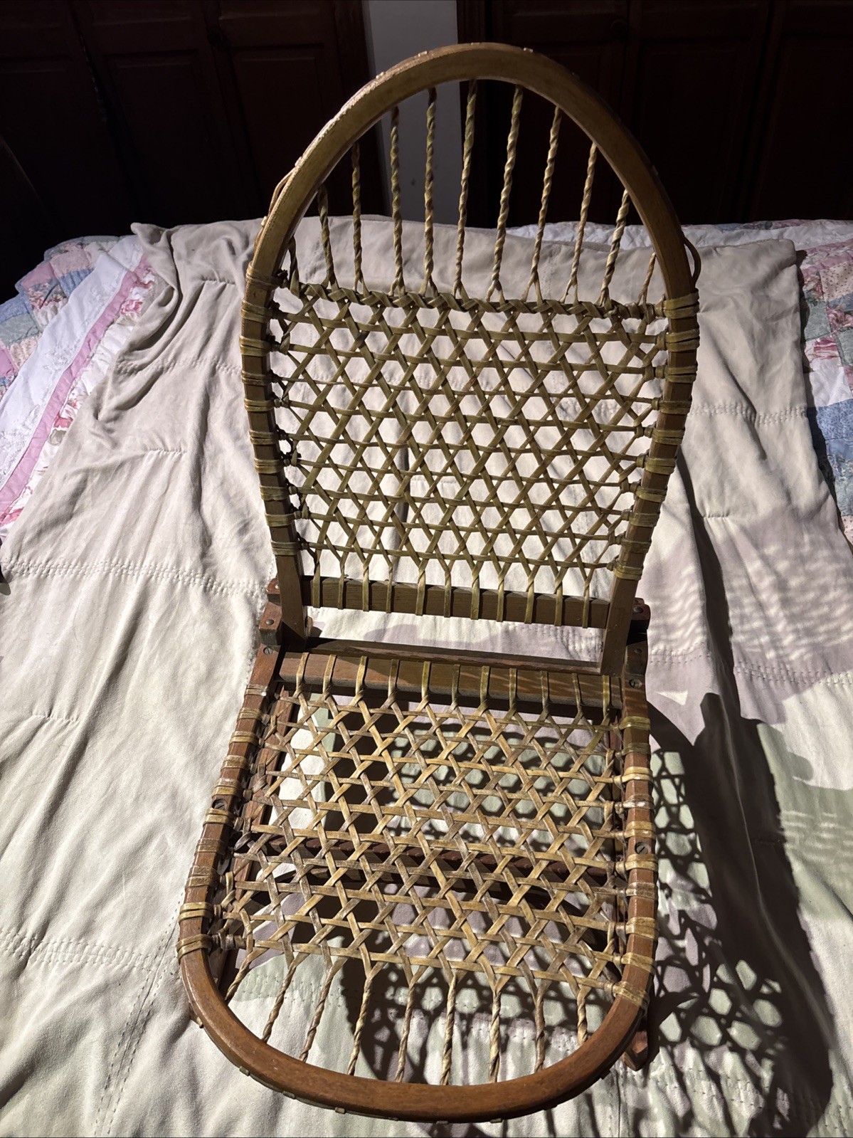 Sno-Shu W.F. Tubbs Vintage Rawhide Folding Canoe Seat Folding Chair NORWAY, ME