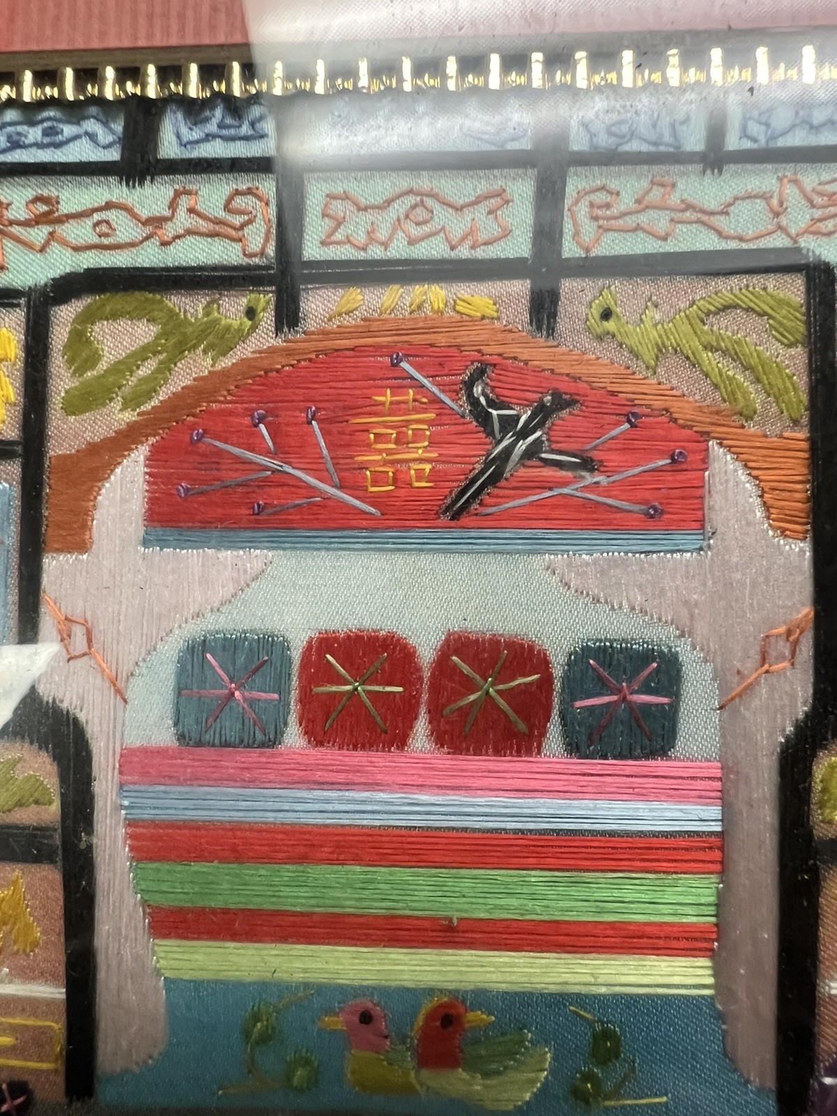 Lot Of 4 Embroidery On Silk Scenes Of Folk Life In China Near Suzchu Jiangsu Pro