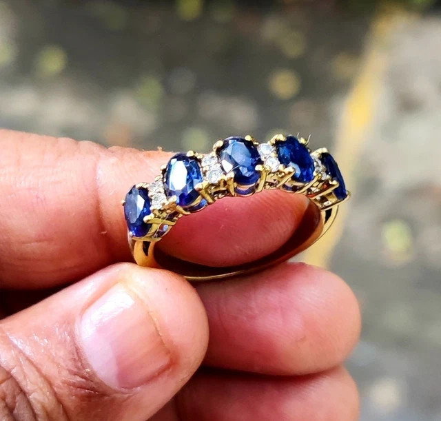2Ct Oval Cut Lab Created Sapphire Engagement Band Ring 14K Yellow Gold Plated