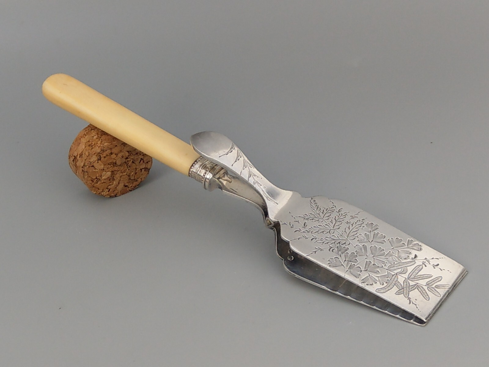 Antique Asparagus server with etched floral motif Atkin Brothers