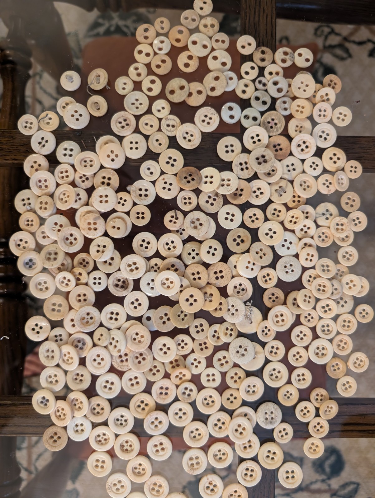 Antique Pre-1930 handmade vintage-Bone Buttons Assorted 2 & 4-Hole