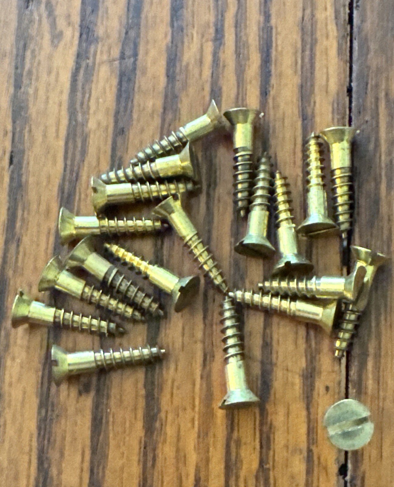 7 X 3/4” Wood Screws Antique Slotted Flat Head Brass USA Made 20 Pk Free Ship