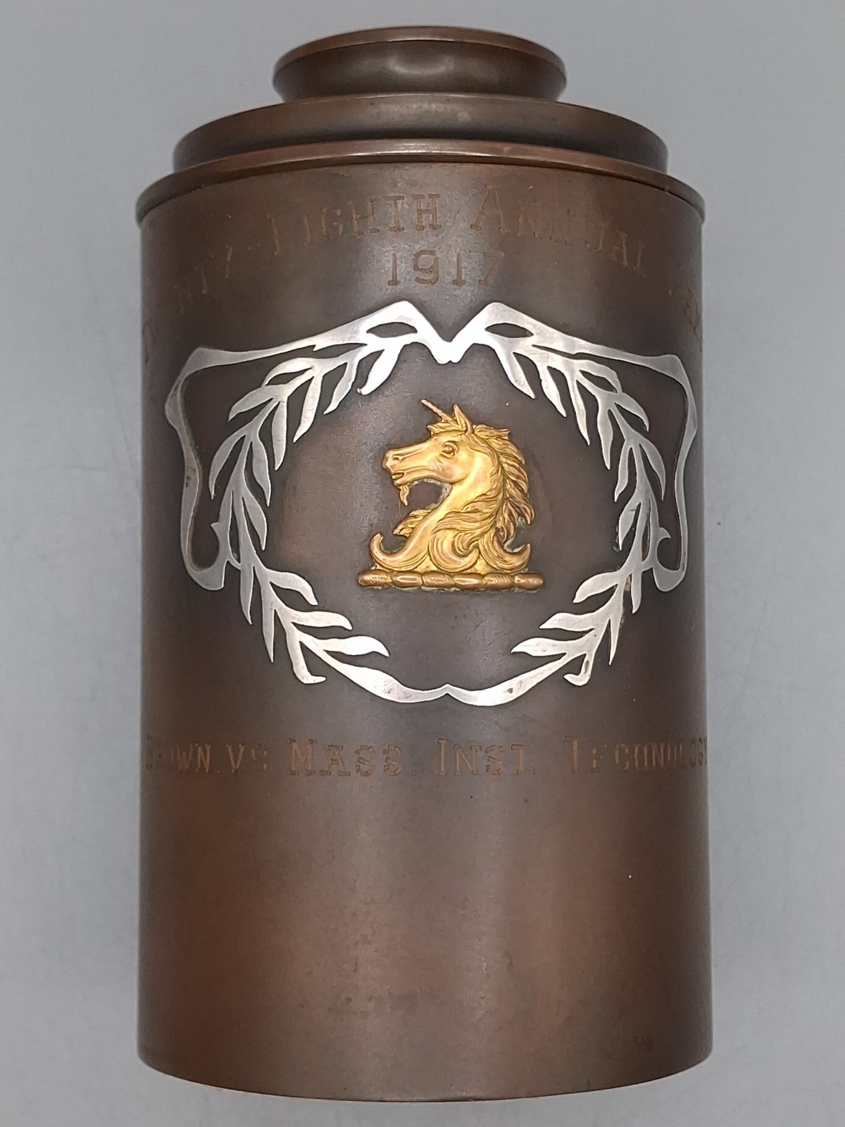 Heintz AMS 🚩1917 MIT vs Brown 28th Annual Games Sterling on Bronze Unicorn WWI