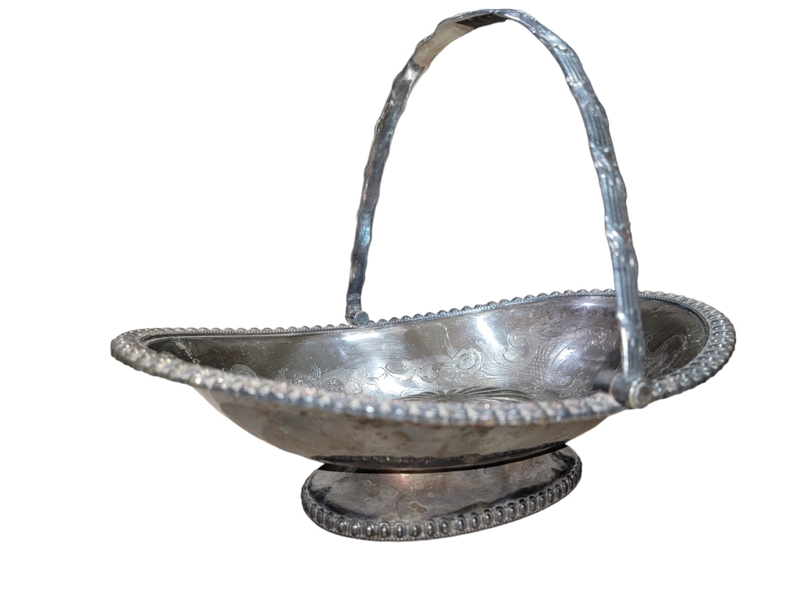 Antique Rogers Smith & Co. Hartford CT. Silver Basket with Collapsing Handle