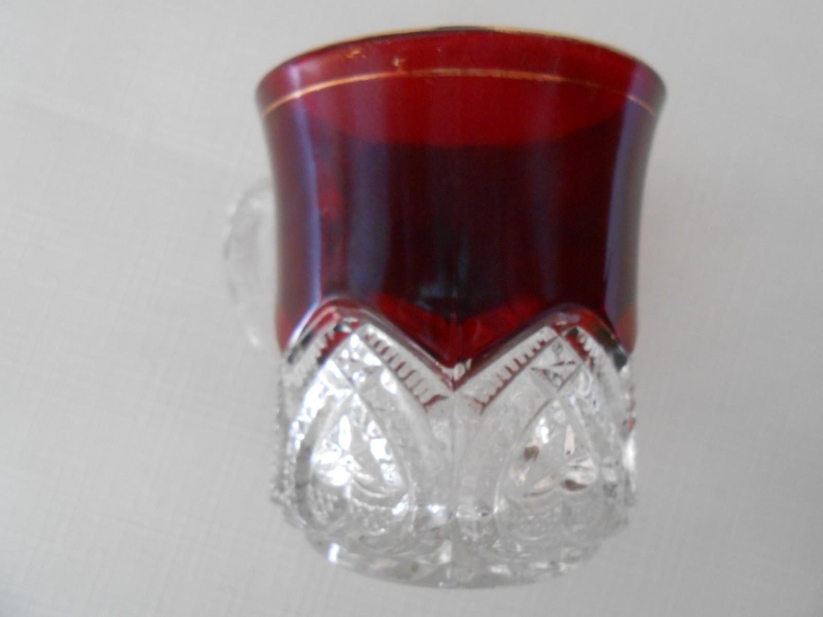3 Antique Ruby Red Flash Souvenir GOBLET, PITCHER 1907, MUG.