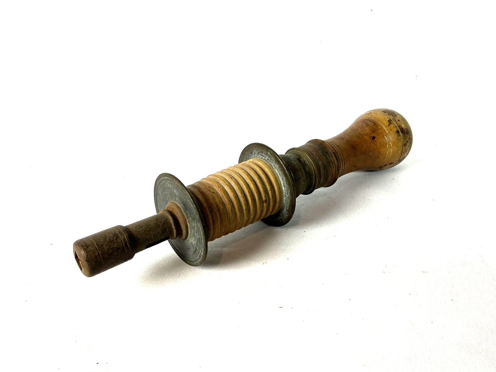 Antique Italian box wood bow drill. Marked ‘ A.DAZZINI. PIETRASANTA . 1929’