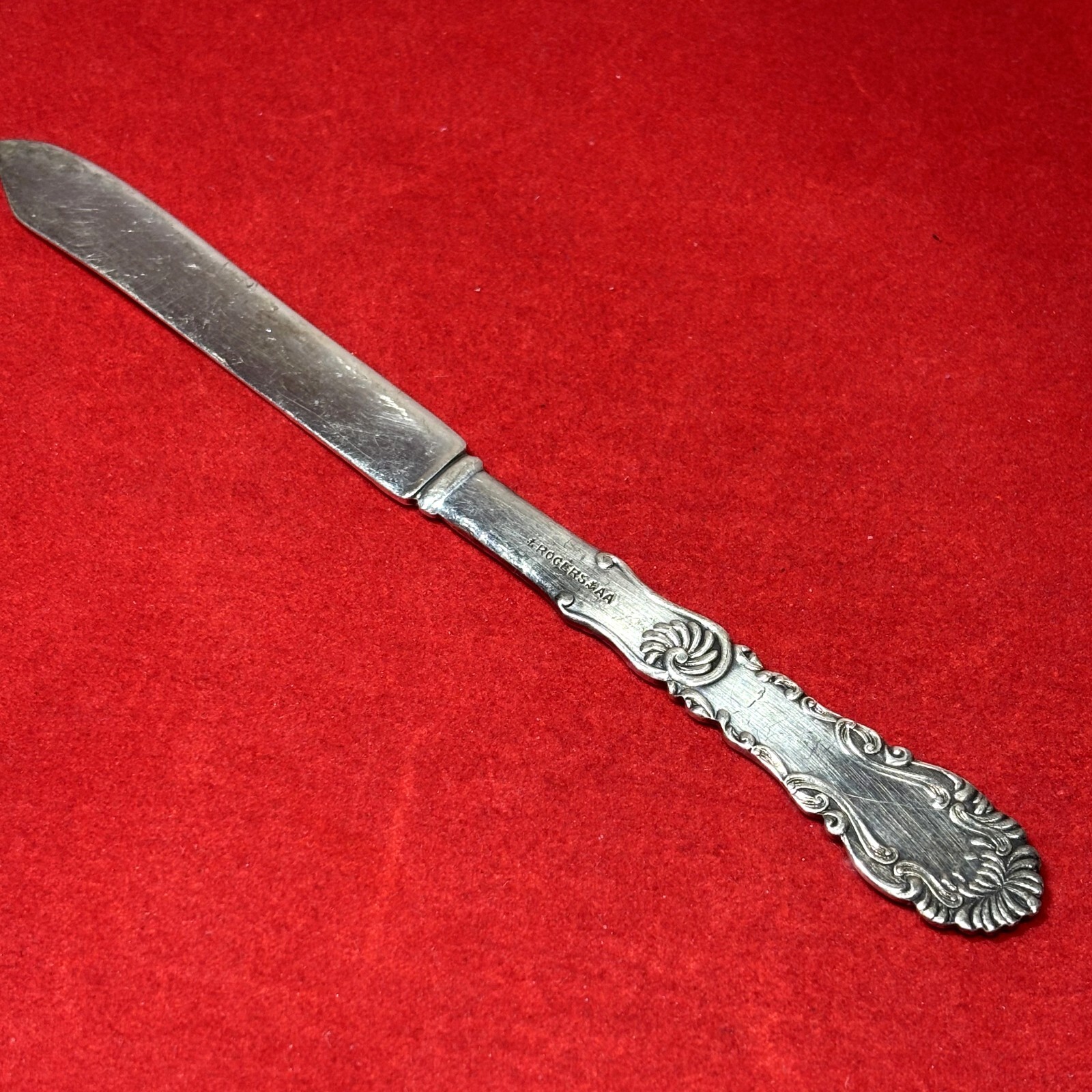 Intl Silver Rogers CHEVALIER Solid Flat Fruit Knife Antique ca 1895