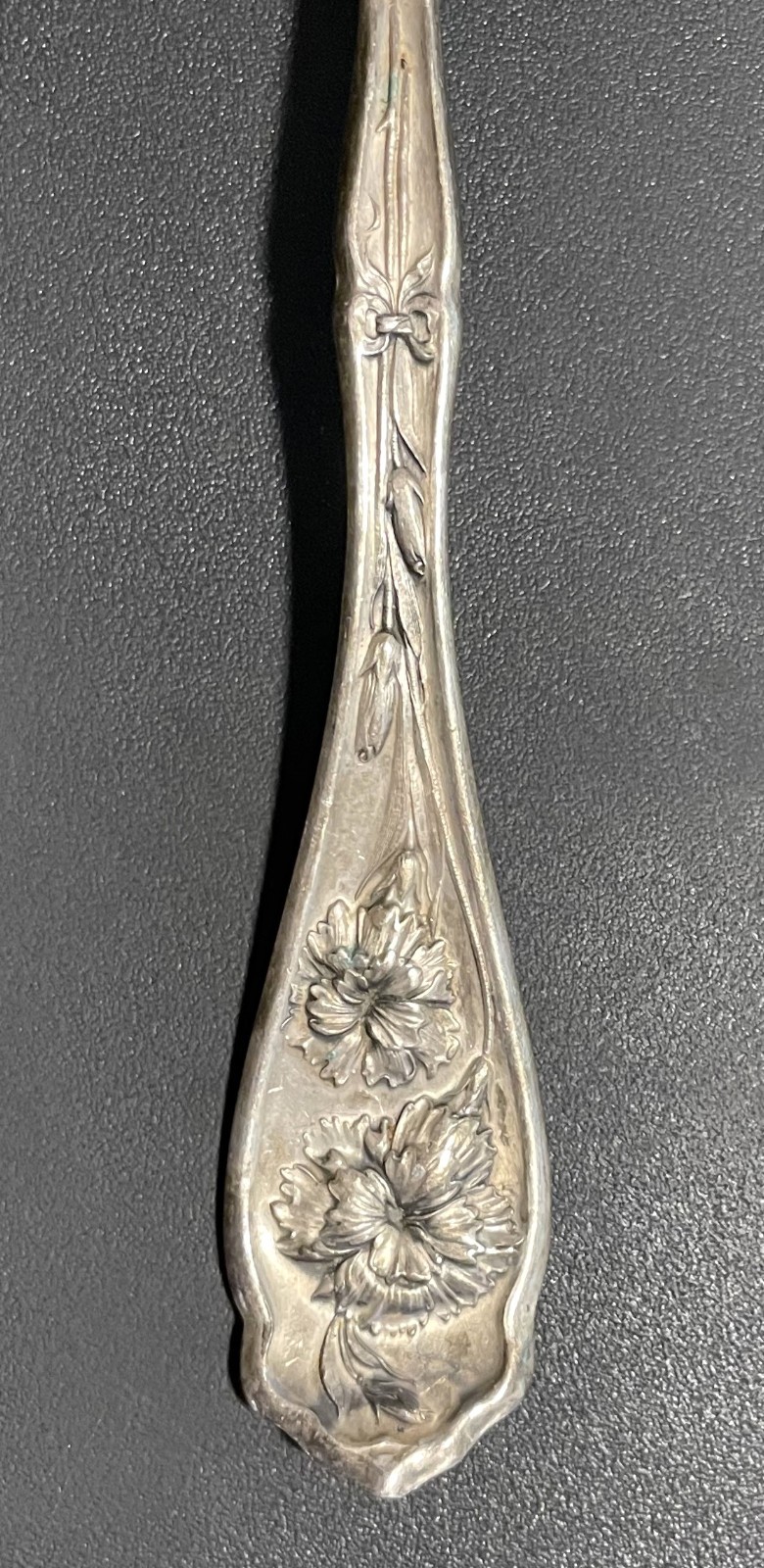 Antique Serving Meat Fork & Large Serving Spoon CARNATION 1908 W.R. Keystone