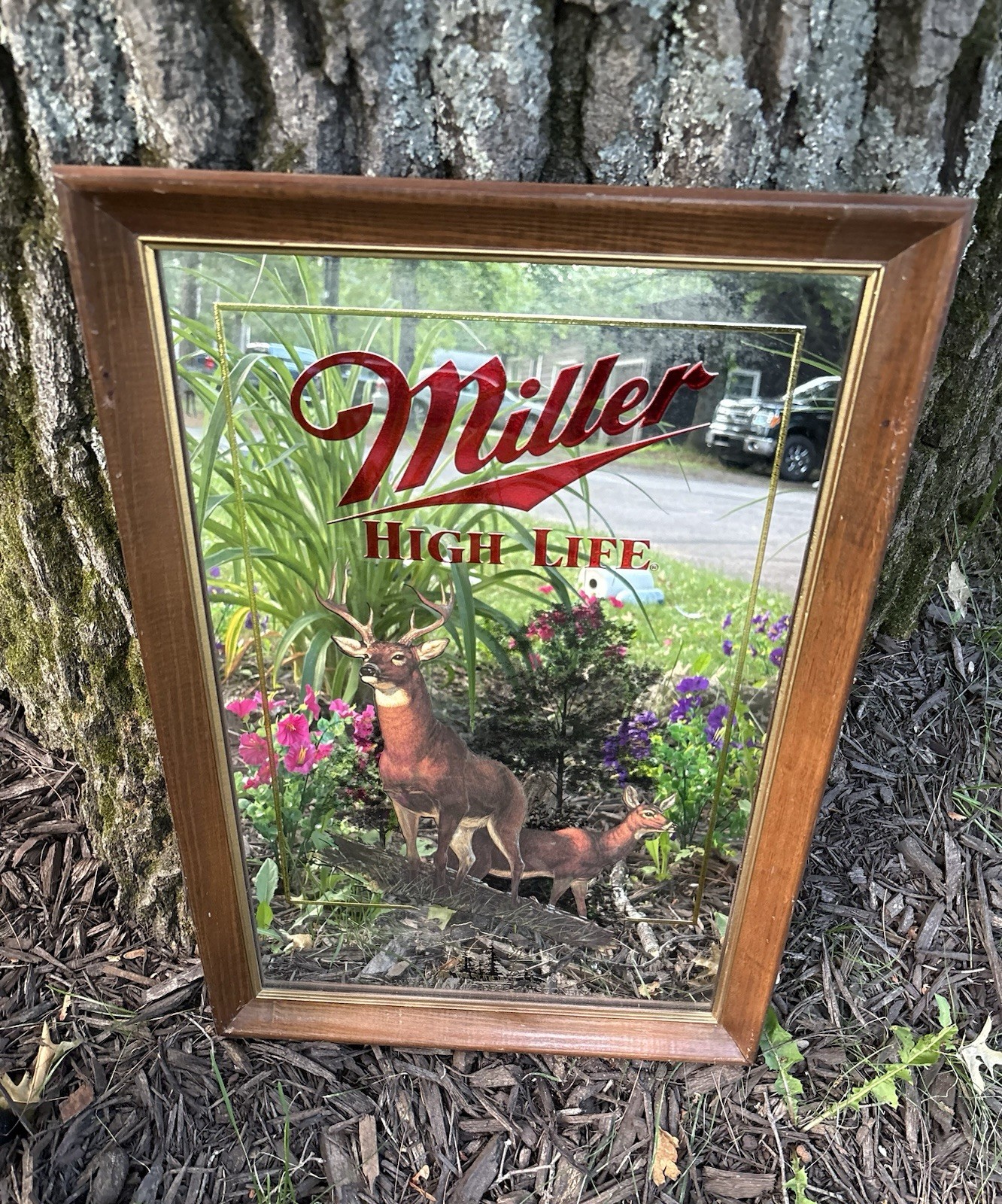 Vtg 1990 Miller High Life Wisconsin Wildlife Series Mirror White Tailed Deer 1st