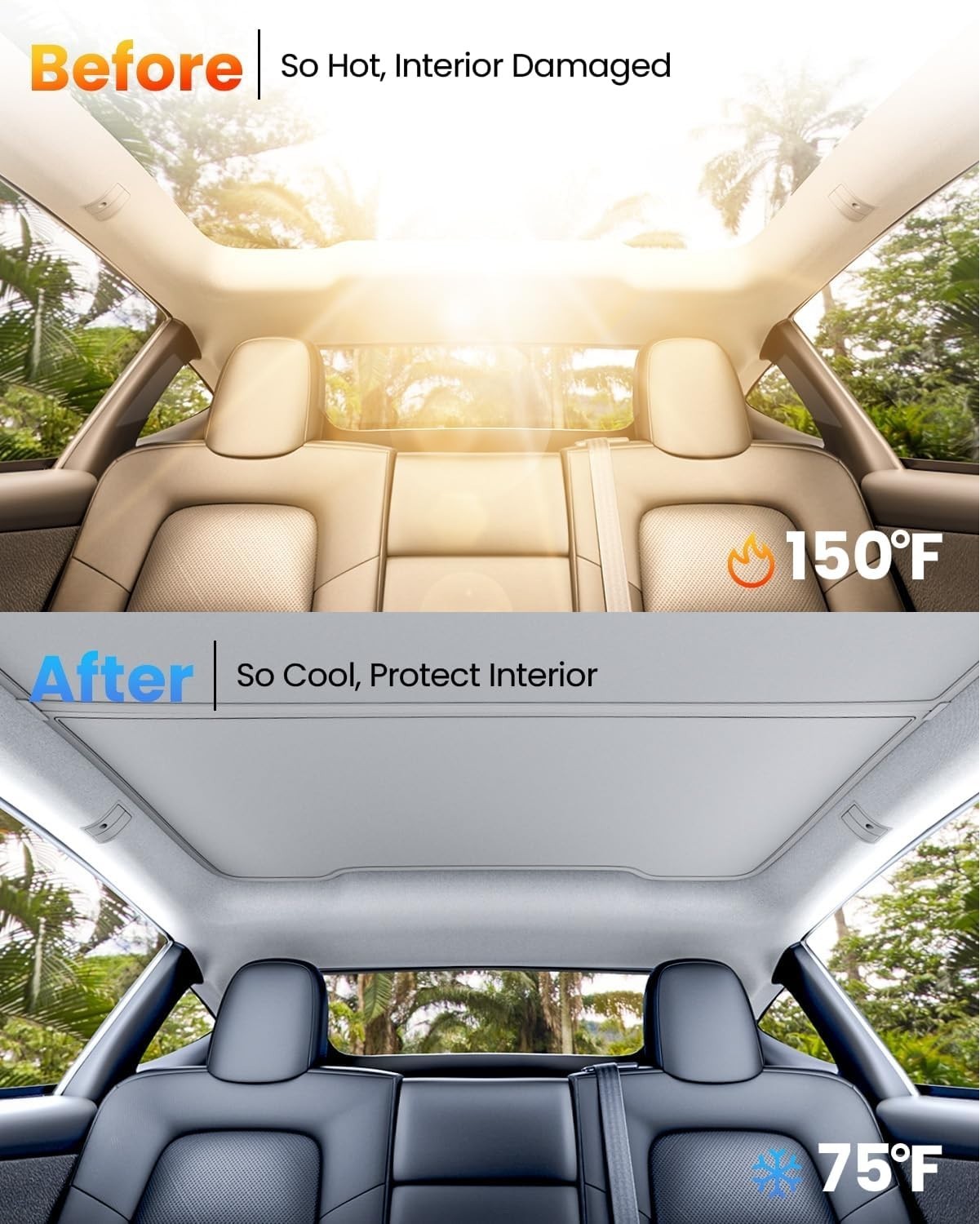 REEVAA Upgraded Tesla Model Y New (Juniper) Sunshade Roof [No Gaps, No-Sagging]