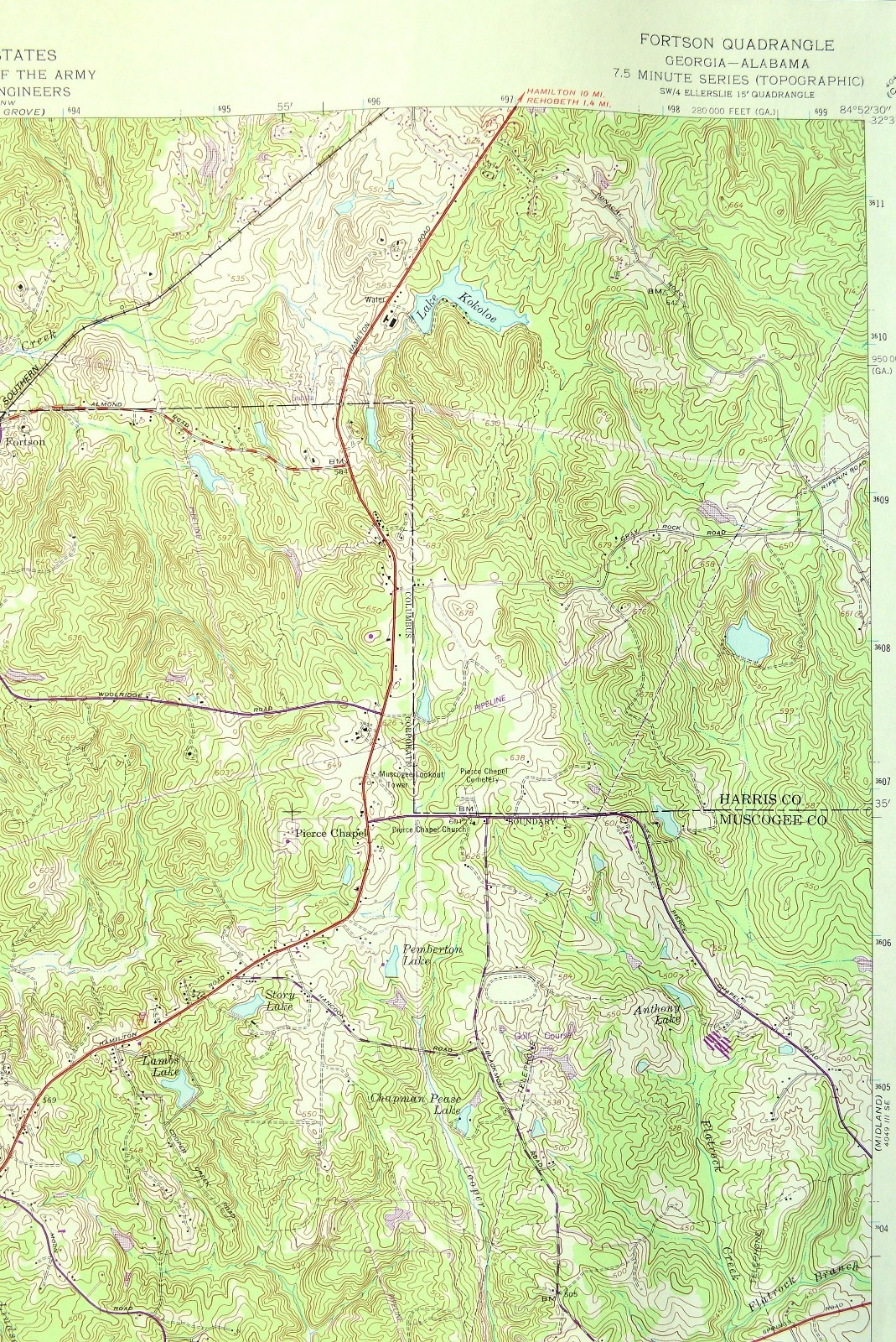 Fortson Georgia Map Columbus Glenns Lincoln Hills Highland Pines Muscogee County