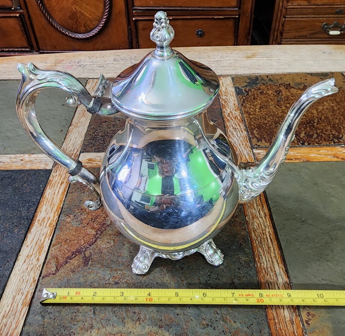 FB ROGERS c1883 SILVER ON COPPER MODEL 2391 CROSS OVER CROWN👑 TRADE MARK TEAPOT