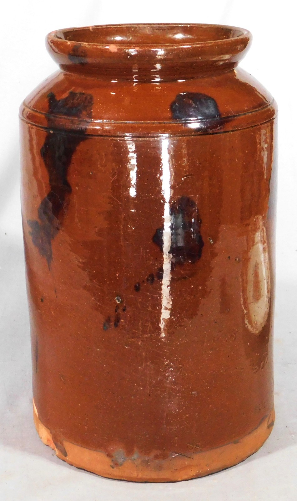 Antique Redware Vase Urn Manganese Decorated New England Pottery c1820 13in