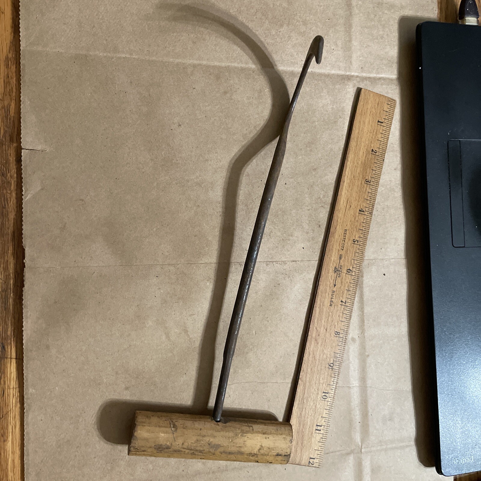 Vintage Antique Primitive Farm Tool Hay Bale Meat Ice T Hook Hand Made Folk Art