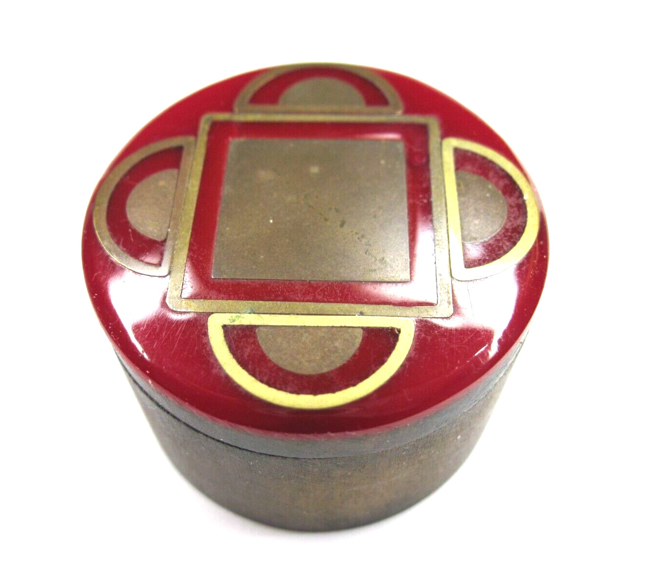 Chinese Ink Paste Pot Wood with Red Jade Top