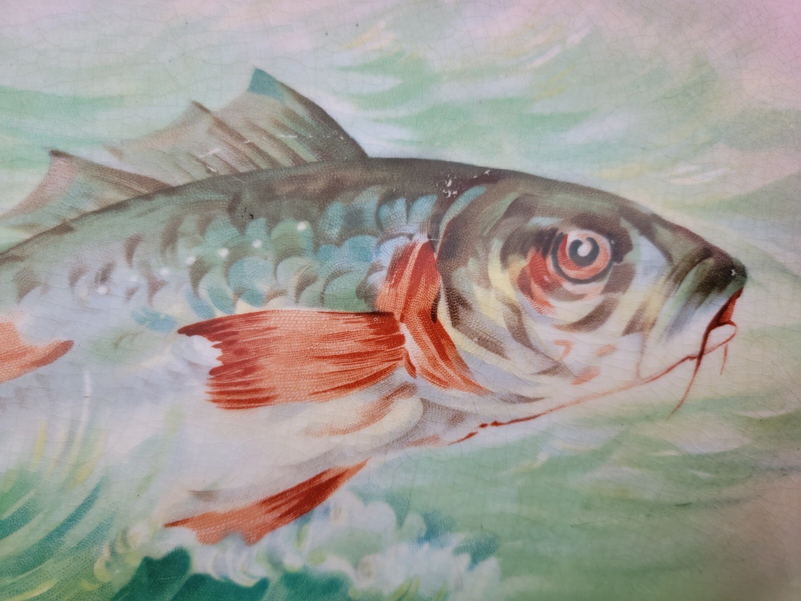 Antique Hand Painted Signed Fish Platter Gold Edge A Coulauh Must Have SHIPSFAST