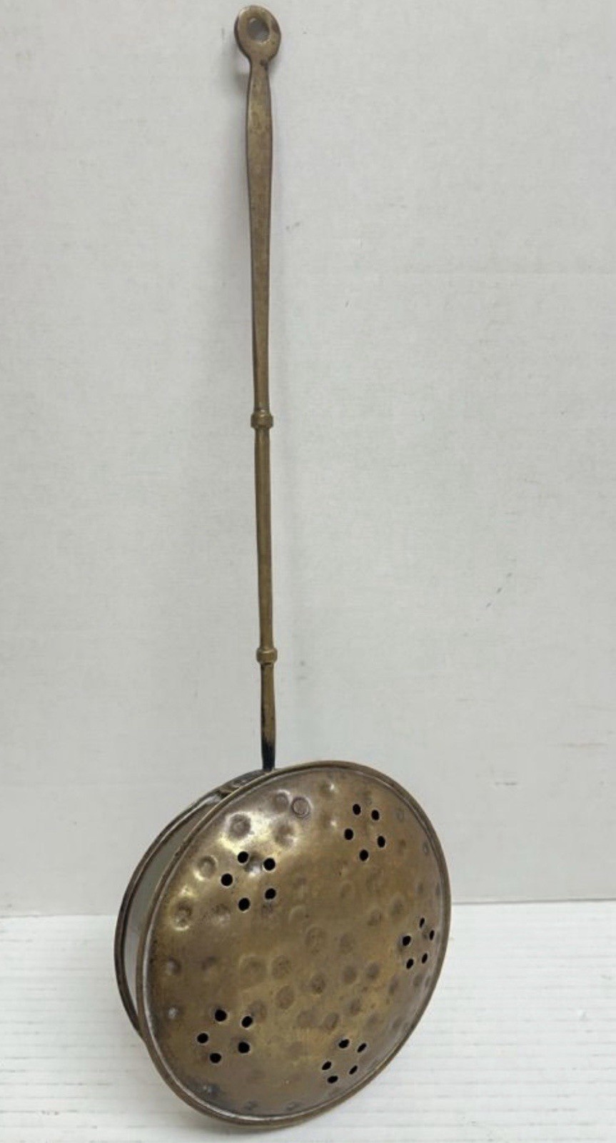 Brass Bed Warmer w/ Pierced Lid – Colonial Fireplace Decor – Wall Hanging