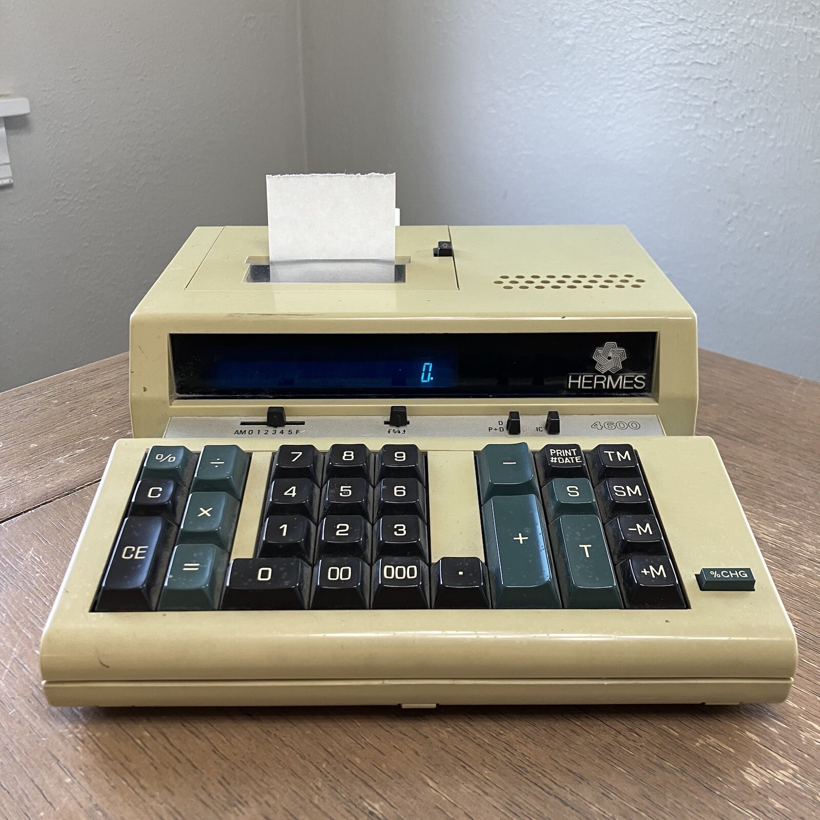 Vintage 80s Hermes Model 4600 Digital Printing Calculator Commercial Business