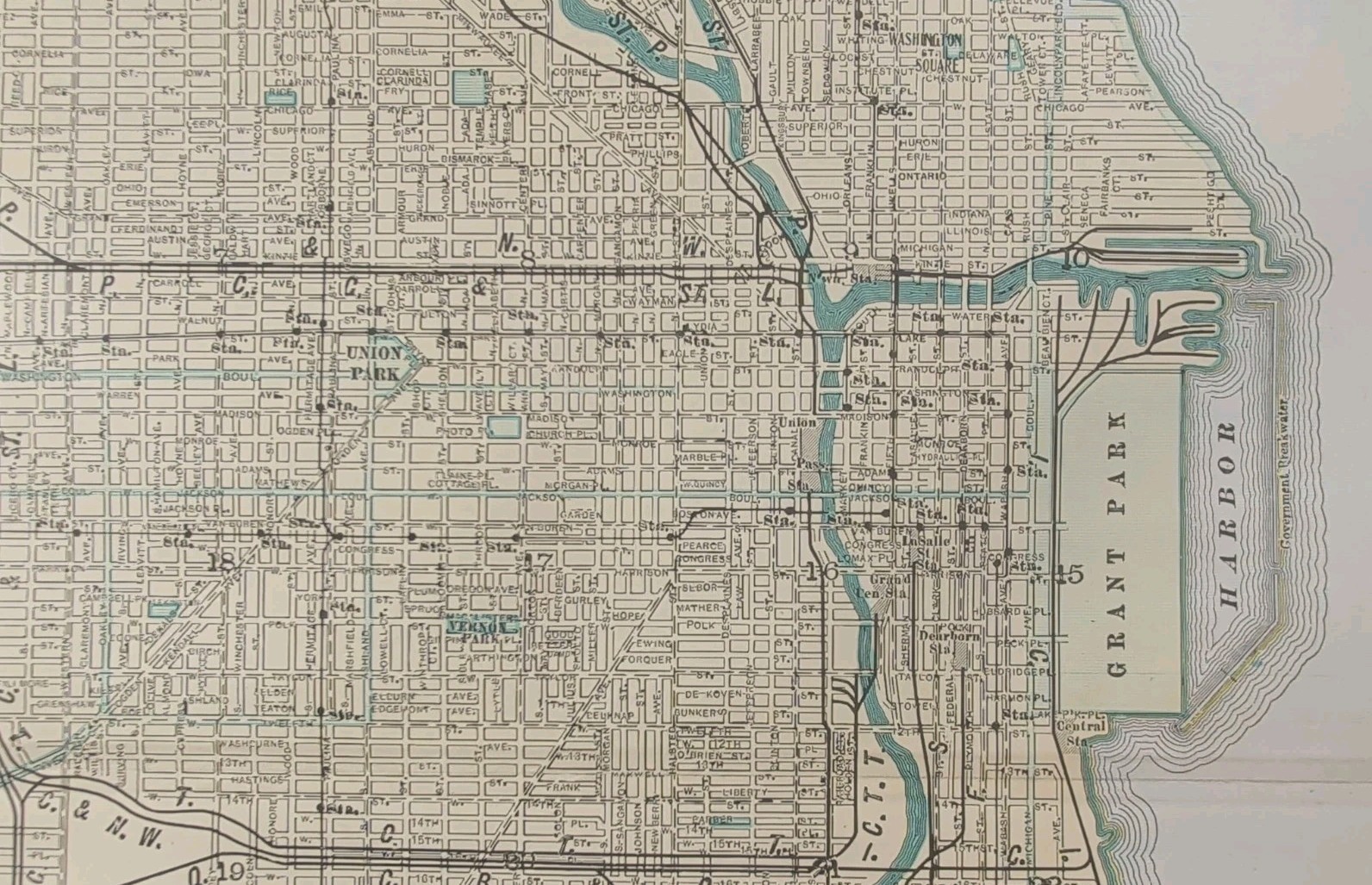 Vintage 1911 CHICAGO ILLINOIS Map 15″x22″ Old Antique Original HYDE PARK PULLMAN