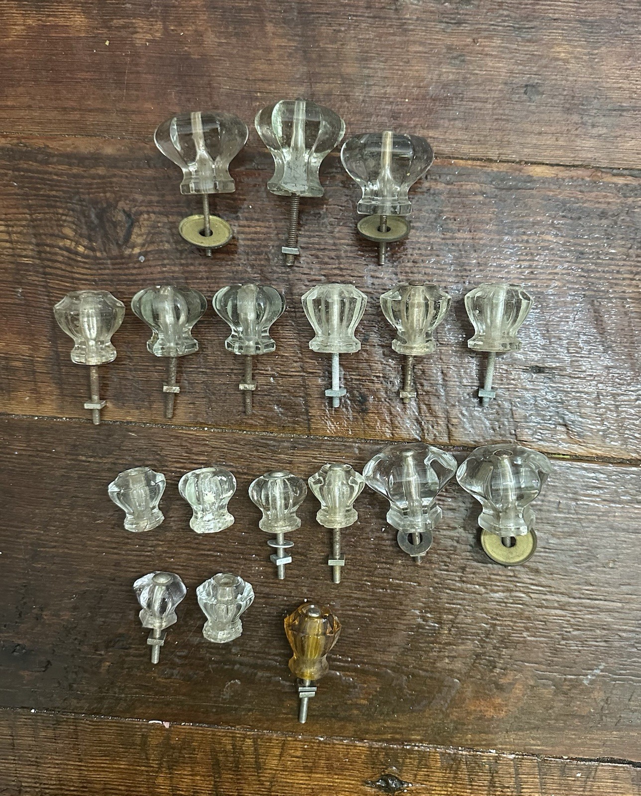 Lot 18 Vintage Clear Glass Crystal Drawer Pulls Cabinet Knobs Dresser Restore
