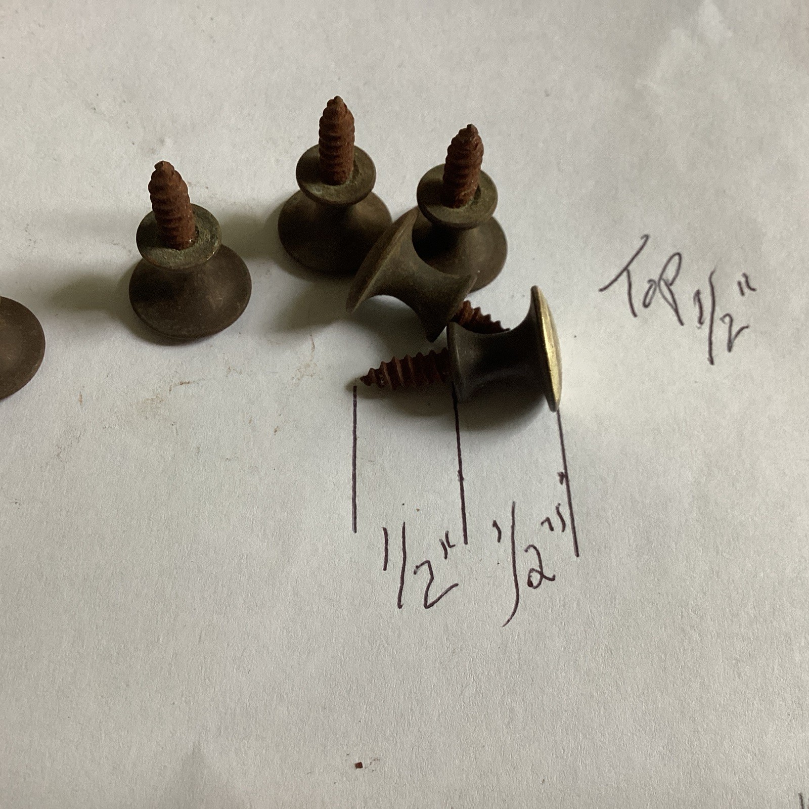 6 Solid Brass Wood Screw Type antique Knobs For drawer Pulls