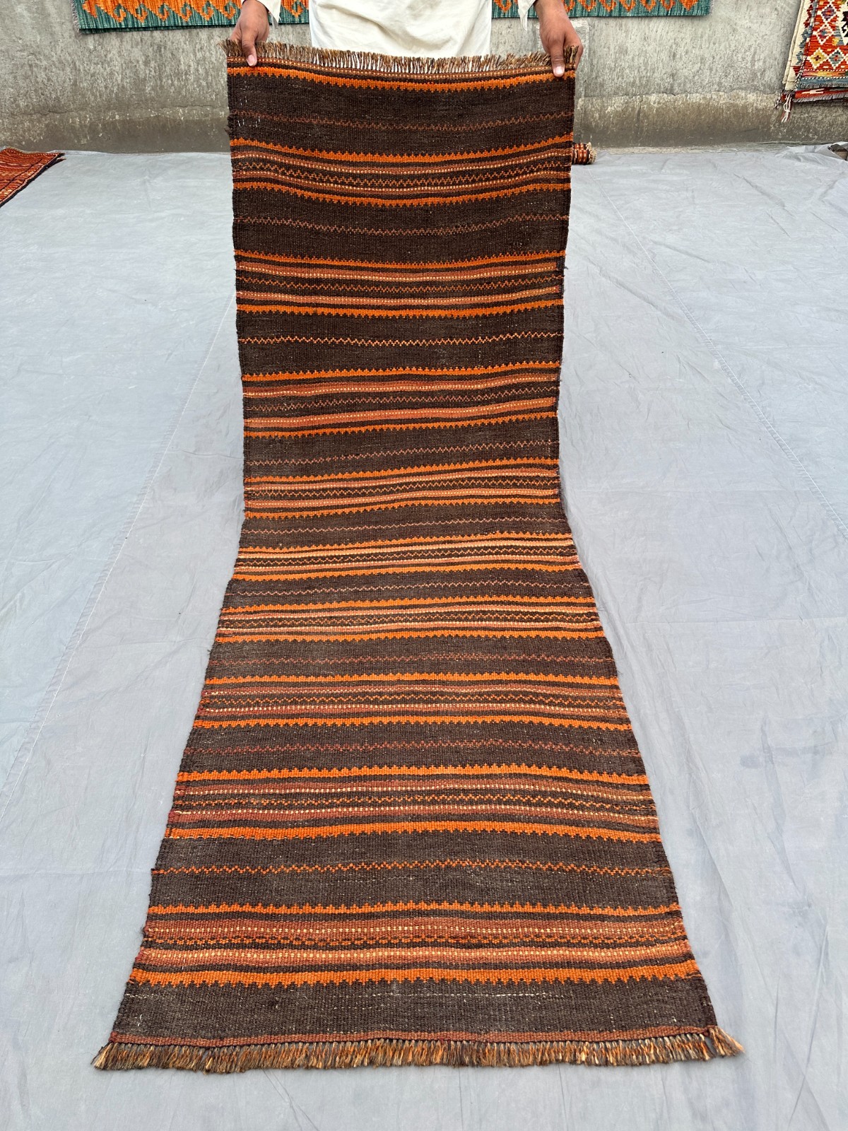2’3 x 6’3 ft Vintage Afghan Flat Weave Kilim Runner Rug Handwoven Wool Rug