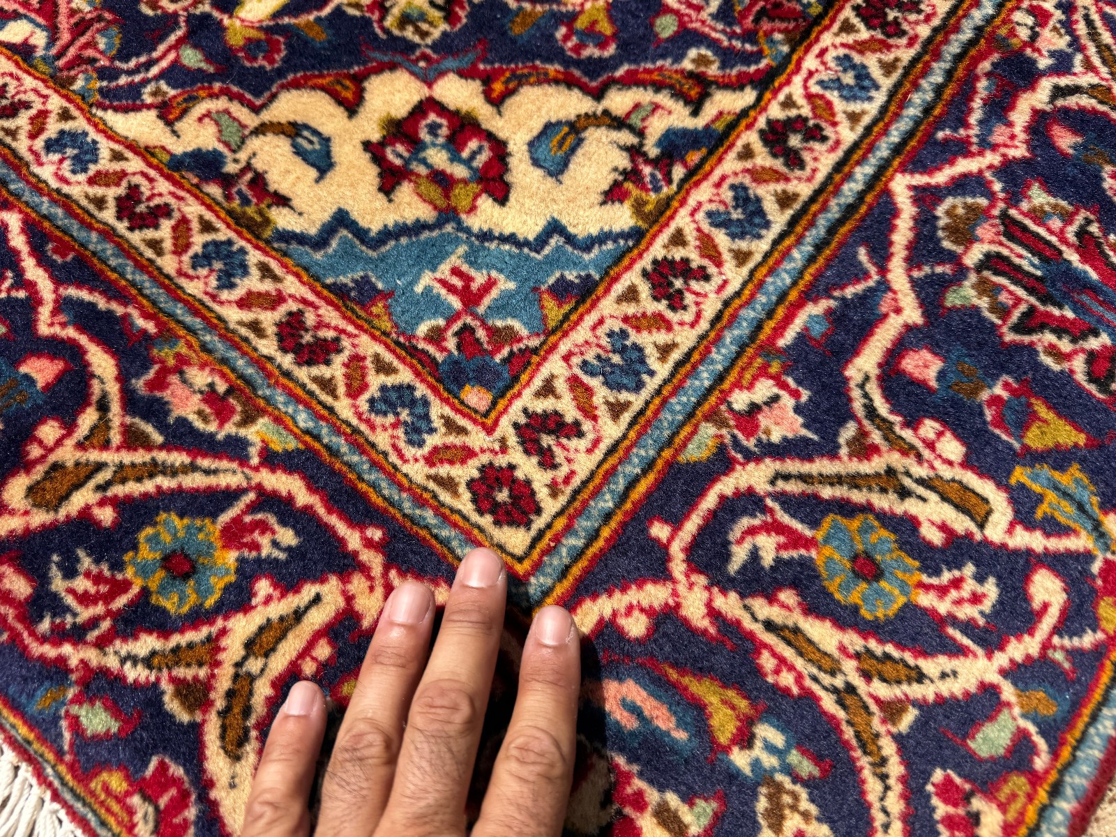 5×8 RED VINTAGE ORIENTAL RUG hand-knotted fine handmade small navy blue wool 5×7