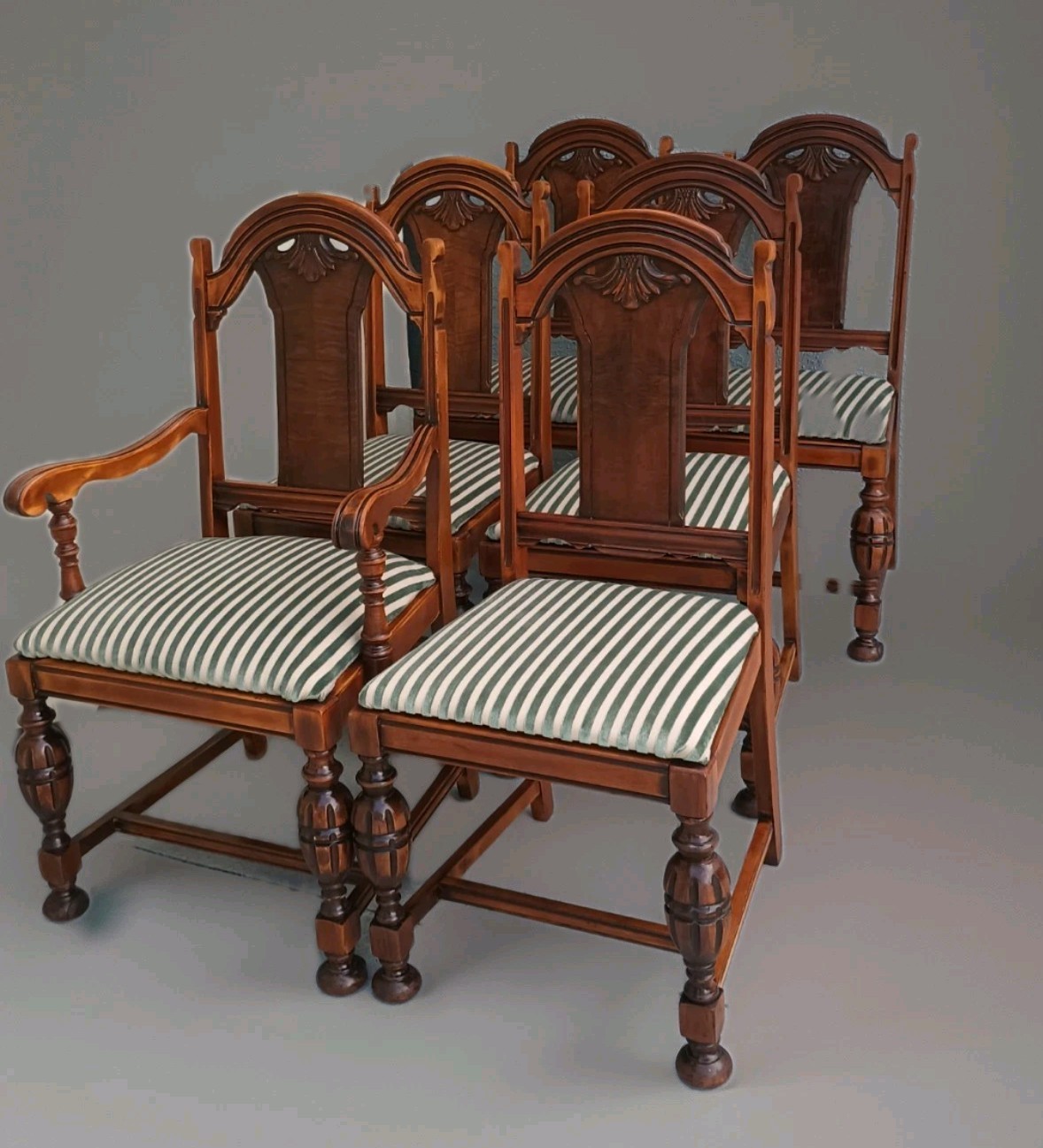 Antique Gothic Revival Dining Chairs Set of 6 Victorian Walnut Dining Chairs